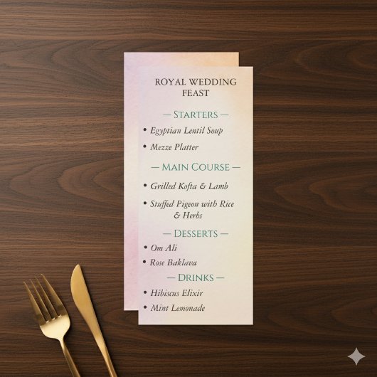 Oude Egyptische Lotus Wedding Menu