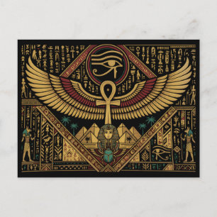 Oude Egyptische Motieven Ankh Symbool & Oog van Ho Briefkaart