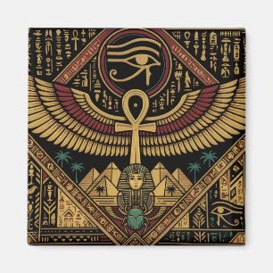 Oude Egyptische Motieven Ankh Symbool & Oog van Ho Magneet