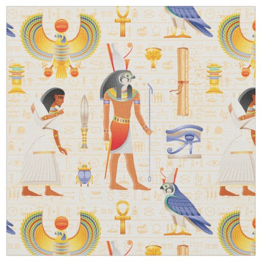 Oude Egyptische Motif Fabric Stof (Close Up)