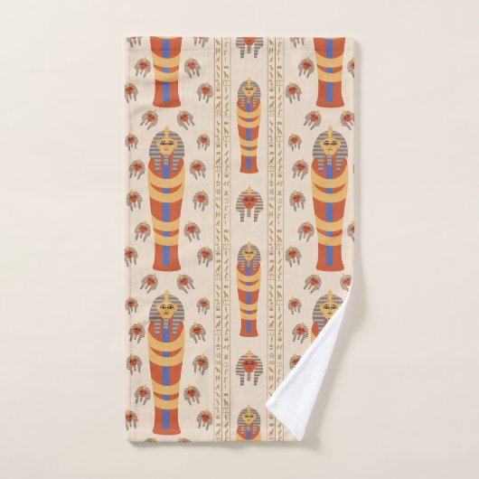 Oude Egyptische mummie Artefact Sinaasappel Blauw Bad Handdoek (Handdoek)