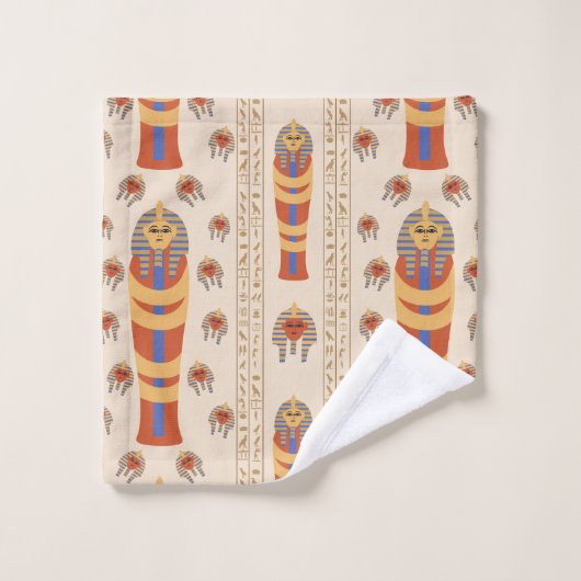 Oude Egyptische mummie Artefact Sinaasappel Blauw Bad Handdoek (Wasdoekje)