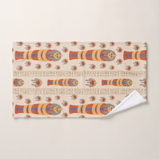 Oude Egyptische mummie Artefact Sinaasappel Blauw Bad Handdoek (Handdoek)