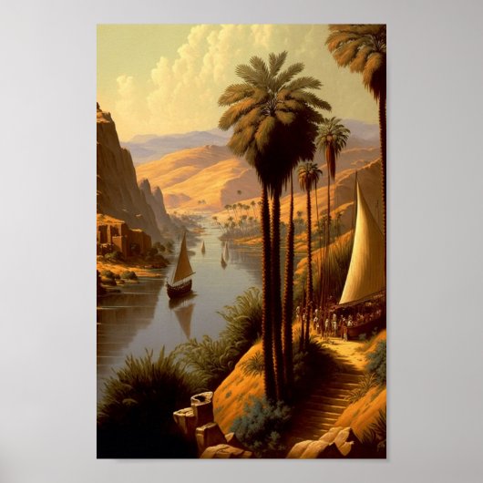 Oude Egyptische Nijlrivier Fantasy Art Poster (Voorkant)