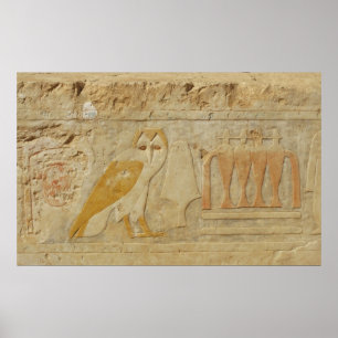 Oude Egyptische Owl Hieroglyphic Poster