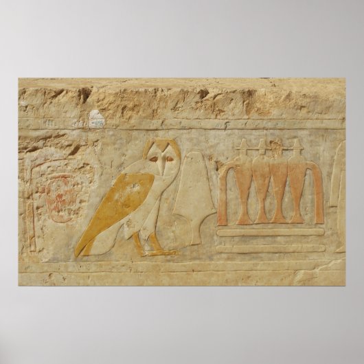 Oude Egyptische Owl Hieroglyphic Poster (Voorkant)