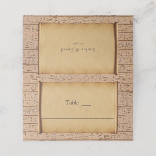 Oude Egyptische Papyrus Bruidstaartafel Nummer   Plaatskaartje (Buitenkant ongevouwen)