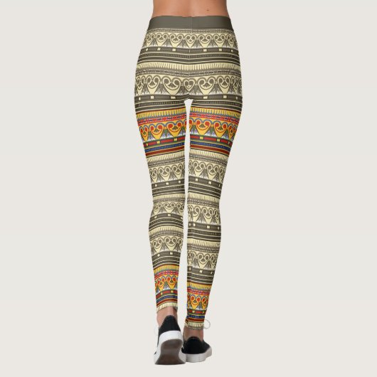Oude Egyptische patroonpatronen Leggings (Achterkant)