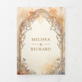 Oude Egyptische Piramides Boog Alles In Een Huweli Drieluik Uitnodiging (Cover)