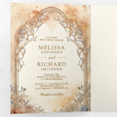 Oude Egyptische Piramides Boog Alles In Een Huweli Drieluik Uitnodiging (Binnenzijde eerst)