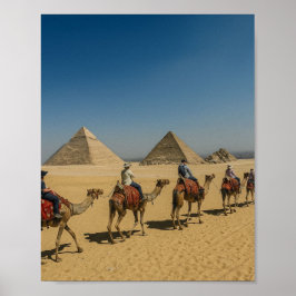 Oude Egyptische piramides woestijn Kameelrit Poster