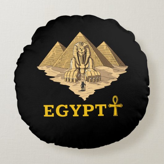 Oude Egyptische pyramiden sfinx Sacred Geometry Rond Kussen (Voorkant)