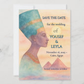 Oude Egyptische Regal Nefertiti Save-Date kaart (Voorkant)