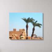 Oude Egyptische ruïnes met palmbomen Canvas Afdruk (Voorkant)