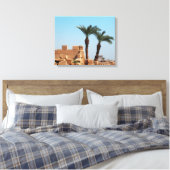 Oude Egyptische ruïnes met palmbomen Canvas Afdruk (Insitu (Slaapkamer))