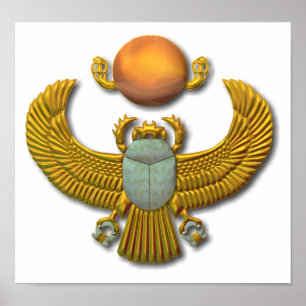 Oude Egyptische Sacred Scarab - Gold Poster