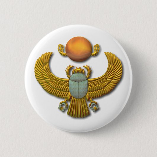 Oude Egyptische Sacred Scarab - Gold Ronde Button 5,7 Cm (Voorkant)
