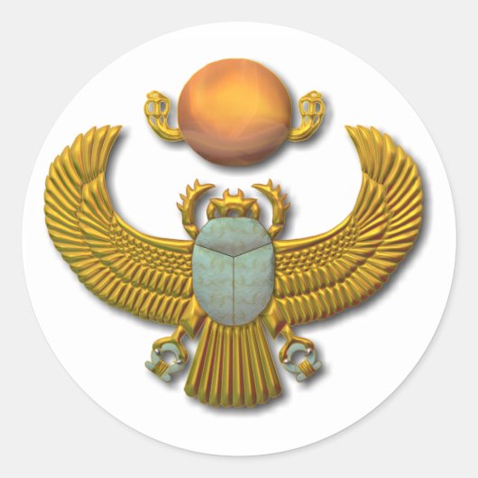 Oude Egyptische Sacred Scarab - Gold Ronde Sticker (Voorkant)