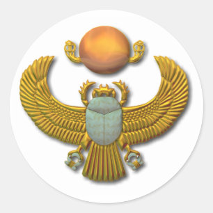 Oude Egyptische Sacred Scarab - Gold Ronde Sticker