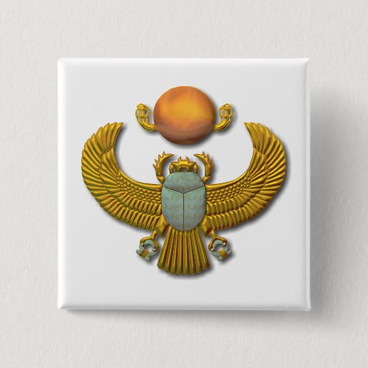 Oude Egyptische Sacred Scarab - Gold Vierkante Button 5,1 Cm (Voorkant)