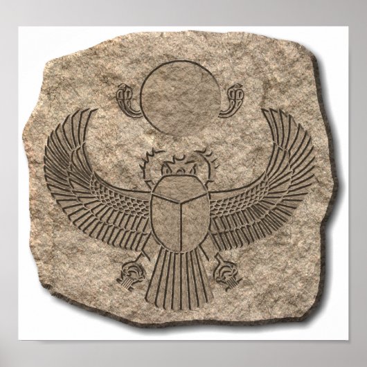 Oude Egyptische Sacred Scarab Stone Poster (Voorkant)