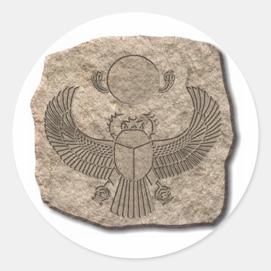 Oude Egyptische Sacred Scarab Stone Ronde Sticker (Voorkant)