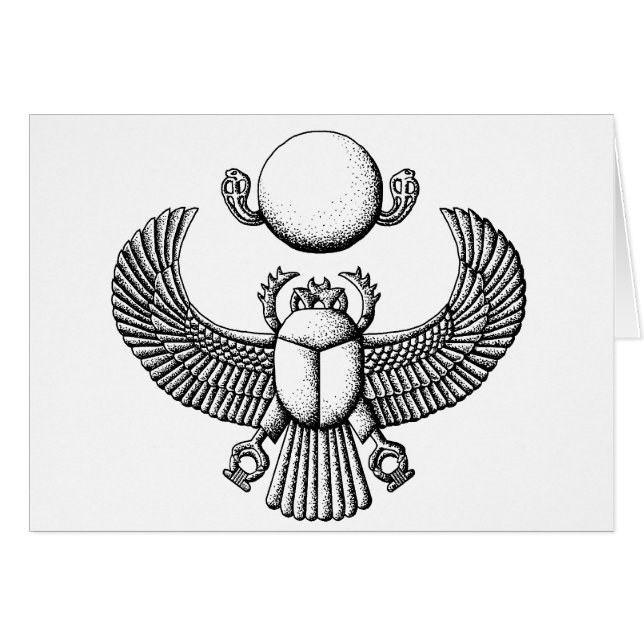 Oude Egyptische Scarab Black en White (Voorkant Horizontaal)
