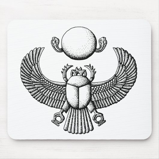 Oude Egyptische Scarab Black en White Muismat (Voorkant)