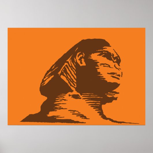 Oude Egyptische sfinx vet Sinaasappel en bruin Poster (Voorkant)