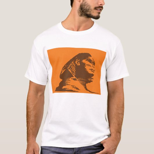 Oude Egyptische sfinx vet Sinaasappel en bruin T-shirt (Voorkant)