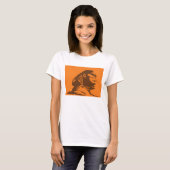 Oude Egyptische sfinx vet Sinaasappel en bruin T-shirt (Voorkant volledig)