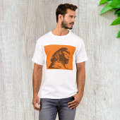 Oude Egyptische sfinx vet Sinaasappel en bruin T-shirt