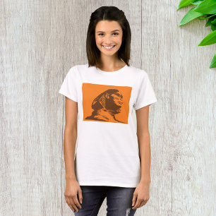 Oude Egyptische sfinx vet Sinaasappel en bruin T-shirt