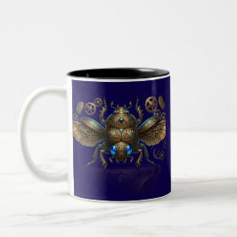 Oude Egyptische Steampunk Mechanische Scarabee Kev Tweekleurige Koffiemok