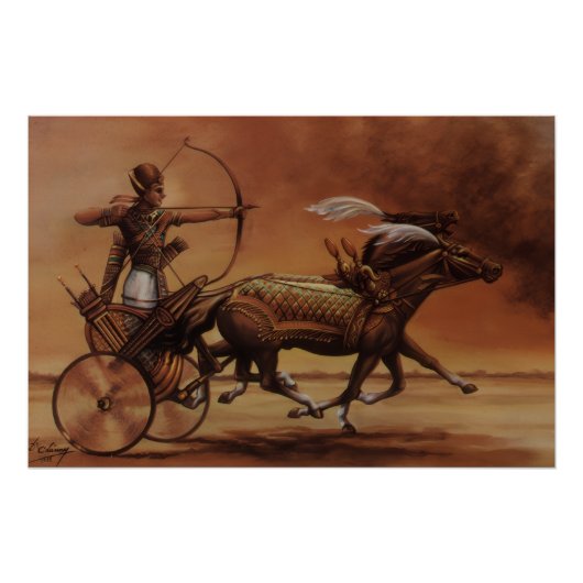 Oude Egyptische Strijdwagen Boogschutter Fijne Kun Perfect Poster (Voorkant)