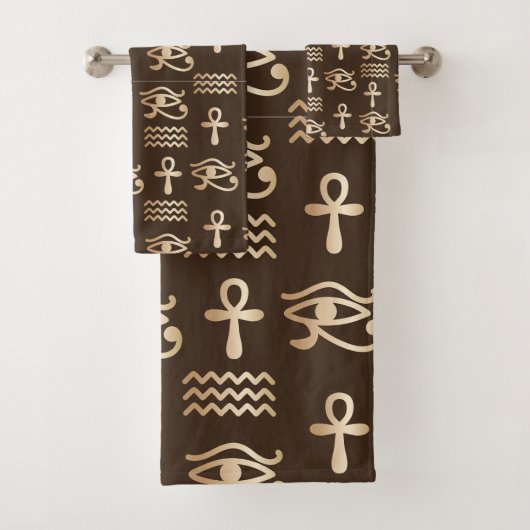 Oude Egyptische symbolen Ankh Oog van Horus Bad Handdoek (Insitu)