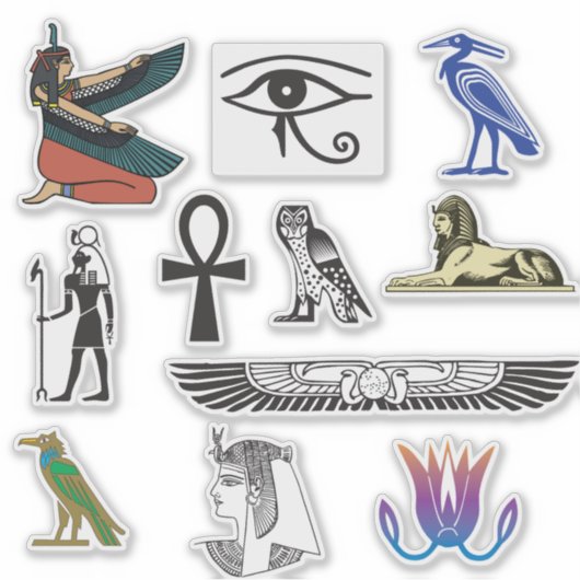 Oude Egyptische Symbolen en Motieven Sticker (Voorkant)