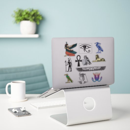 Oude Egyptische Symbolen en Motieven Sticker (Laptop op bureau)