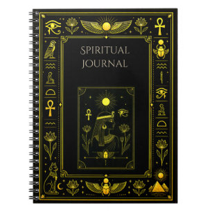 Oude Egyptische Symbolen Zwart Goud Patroon Luxe Notitieboek