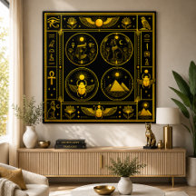 Oude Egyptische Symbolen Zwart Goud Patroon Luxe