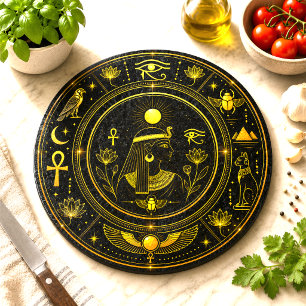 Oude Egyptische Symbolen Zwart Goud Patroon Luxe Snijplank