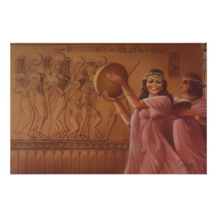 Oude Egyptische Tamboerijn Danseressen Fijne Kunst Perfect Poster