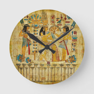Oude Egyptische Tapestry Scroll Heirogliphics Ronde Klok