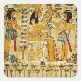 Oude Egyptische Tapestry Scroll Heirogliphics Vierkante Sticker