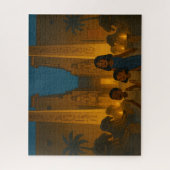 Oude Egyptische Tempel Heilige Puzzel Goud (Verticaal)