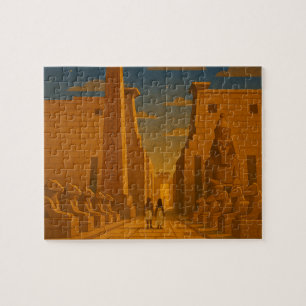 Oude Egyptische Tempel Mystique Puzzel Goud