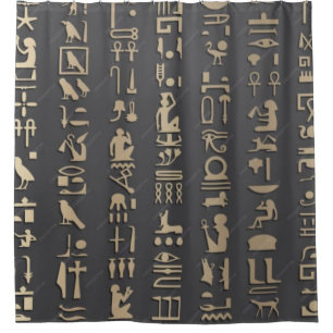 Oude Egyptische Tempel Schrijver Hieroglyfen Show Douchegordijn