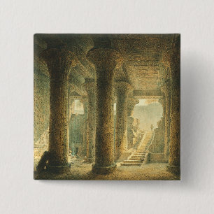 Oude Egyptische Tempel van Esna Vierkante Button 5,1 Cm