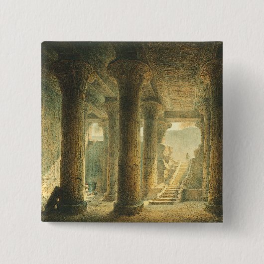 Oude Egyptische Tempel van Esna Vierkante Button 5,1 Cm (Voorkant)