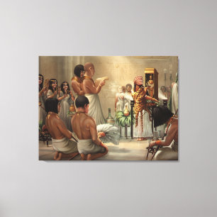 Oude Egyptische Tempelritueel Fijne Kunstprint Canvas Afdruk